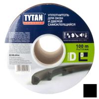 Уплотнитель-D100-TYTAN-100м-9мм-7,5мм-черный