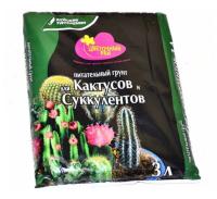 Грунт Цветочный рай питательный для кактусов и суккулентов 3л