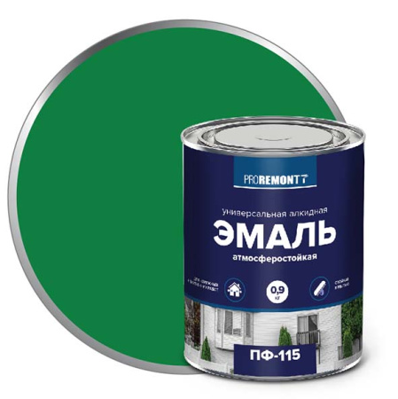 Эмаль PROREMONT ПФ115 Ярко-зеленая 0,9кг