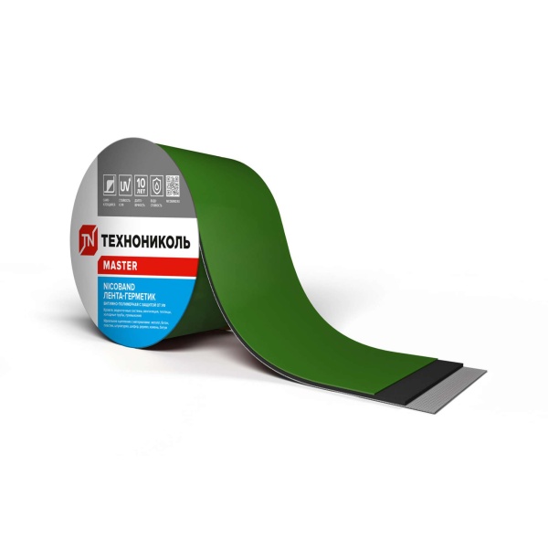 Лента NICOBAND 10смх3м самокл., герметизирующая, зеленая_01
