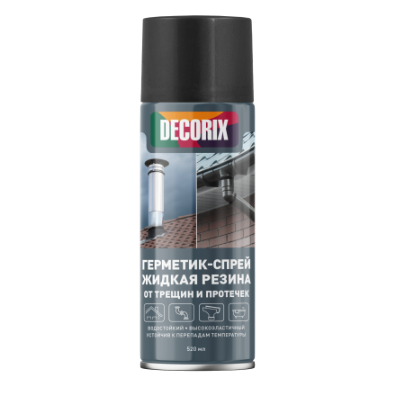 Герметик-спрей жидкая резина от трещин и протечек DECORIX черный 520мл