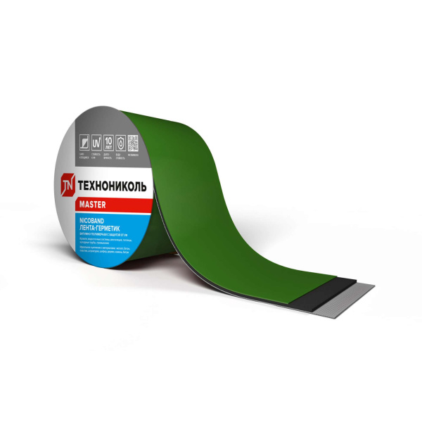 Лента NICOBAND 10смх3м самокл., герметизирующая, зеленая_01