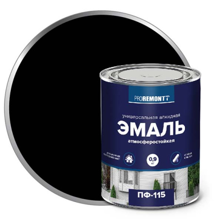 Эмаль PROREMONT ПФ115 Черная 0,9кг