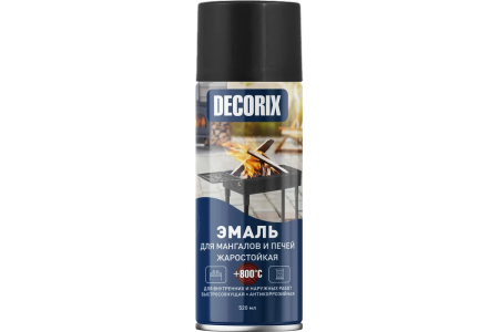 Краска аэроз. DECORIX для мангалов и печей +800С черный 520мл